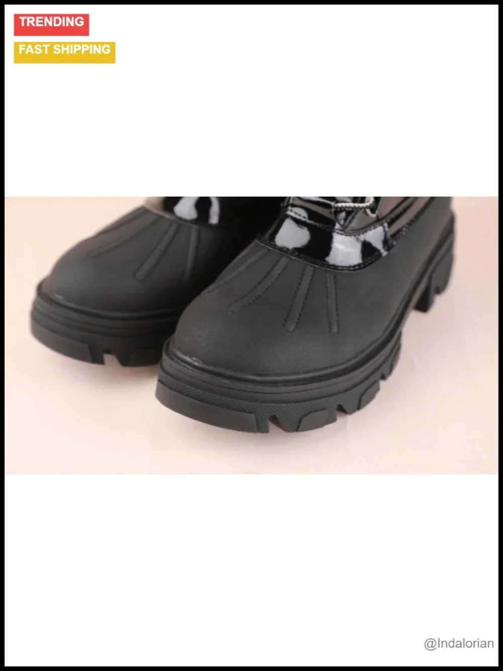 Women's Waterproof Snow Boots with Faux Fur Collar, Fleece Lining, Lace-Up